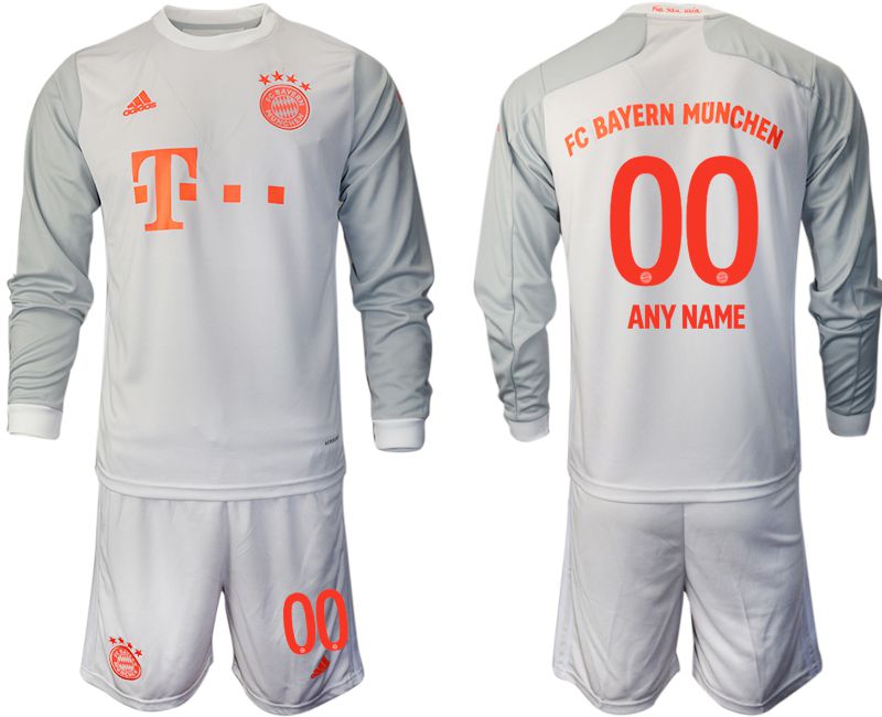 Men 2020-2021 club Bayern Munich away long sleeves customized white Soccer Jerseys